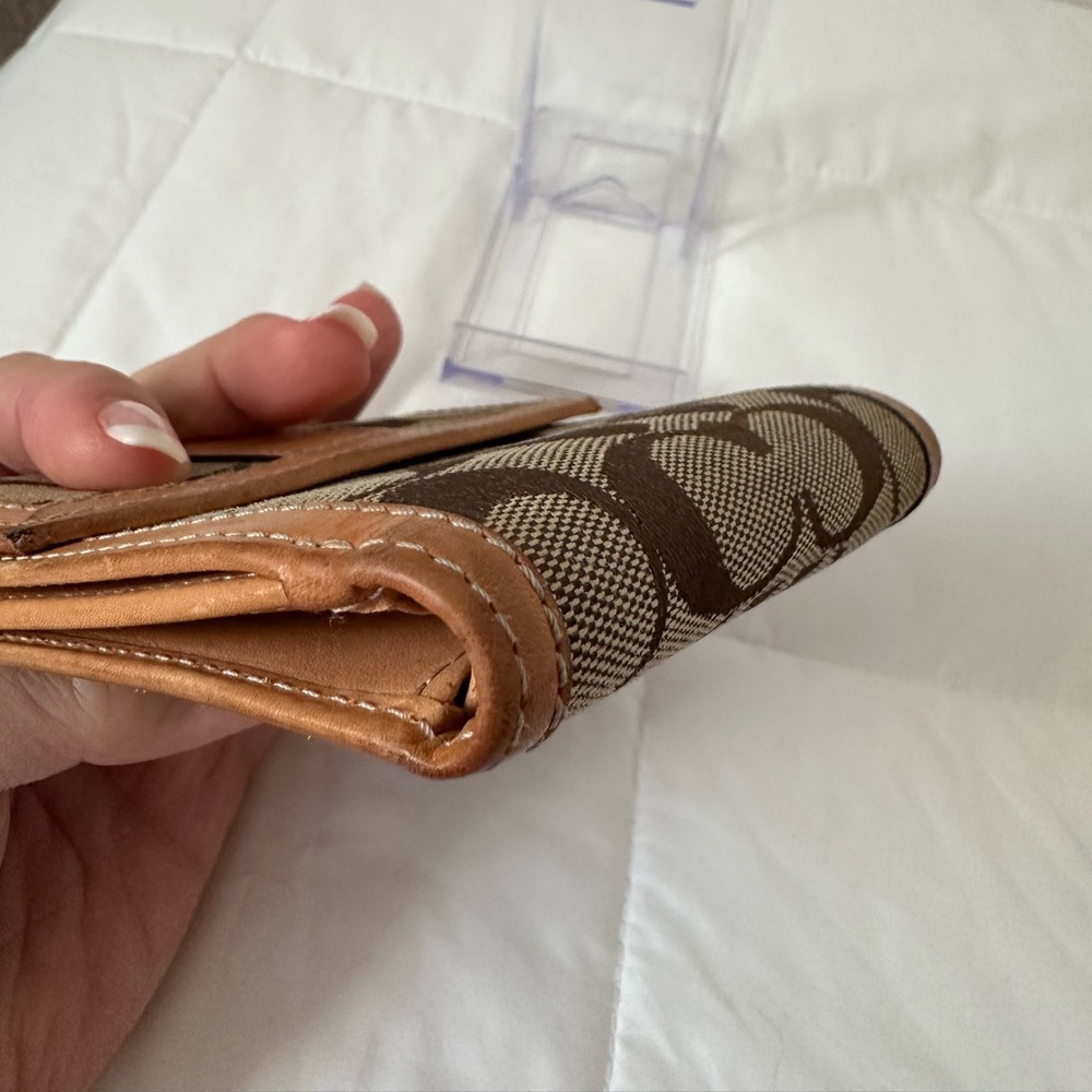 Coach Signature Brown and Tan Wallet - Picture 7 of 16